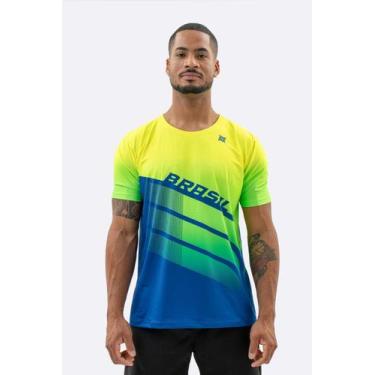 Imagem de Camiseta Dry HUPI Brasa 2 Masculina, GG, Amarelo, Verde, Azul