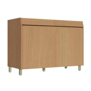 Imagem de Balcão De Cozinha Simone Mendes Para Pia Sem Tampo Com 2 Portas 120cm Carvalho Cinza Nesher