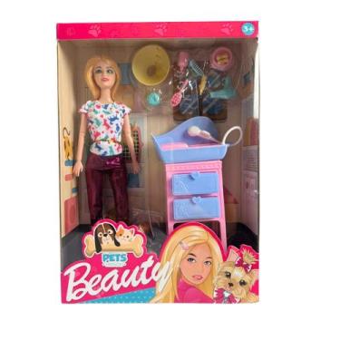 Imagem de Boneca com 2 Cachorrinhos e Acessórios de Cuidados para Pets - SACKS