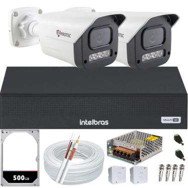 Imagem de Kit 2 Câmeras 1080p Full Color C/Áudio Dvr Intelbras 4ch 500GB