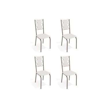 Imagem de Cadeira Sala De Jantar Lisboa 4C076 Kit 4 Un Níquel/Courano Branco - Kappesberg