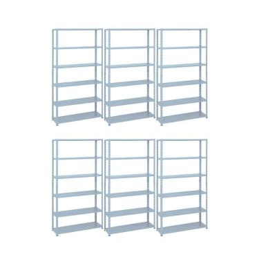 Imagem de Kit - 6 Estantes Leve De Metal Reforçada 40 Cm 6 Níveis 25kg Por Bandeja - Sa Gôndolas