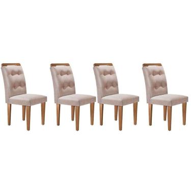 Imagem de Kit 4 Cadeiras Sala Jantar Imperatriz 4 Un Capuccino Linho Bege Turim Rufato