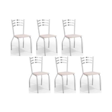 Imagem de Kit 6 Cadeiras Sala Jantar Portugal C007 6 Un Cromada Branco 106