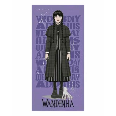 Imagem de Toalha de Banho Infantil Aveludada Estampa Wandinha 70×1,40 m Lepper - Toque Macio e Rápida Secagem