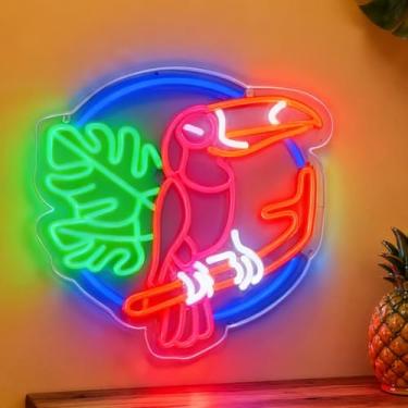 Imagem de Neonawall Neon Sign for Wall Decor Light Up Letters Business Led Sign Birthday Party Gifts Led Decorative Night Signs Room Decorations Tiki Party Signs for Bar Club Restaurant Home Bedroom (Parrot)