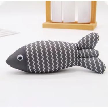 Imagem de Catnip Brinquedos para Gatos Catnip Brinquedo Brinquedo Interativo em Forma de Peixe ContéM Erva-Dos-Gatos Adequado para Gatos Brincarem(Cinza)