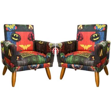 Imagem de Kit 2 Poltronas Decorativas Nina Infantil Suede Estampa Desenhos Pé Ca