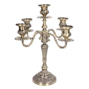Imagem de Suporte de vela de metal suporte de castiçal retro candelabros longos suporte de velas para festa de casamento mesa de jantar decoração de lareira material de liga de zinco