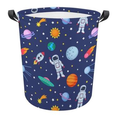 Imagem de Huryilo Cesto de lavanderia infantil brinquedo espacial caixas de armazenamento de roupas sujas cestas de lavanderia dobráveis para decoração de quarto de meninos