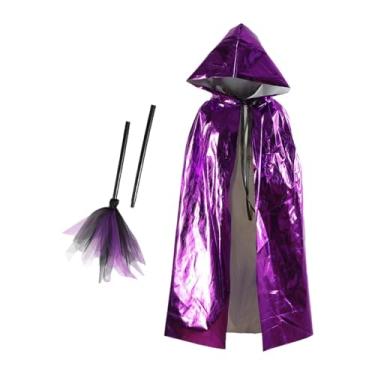 Imagem de UxicRuya Capa com Capuz de Halloween para Festas Temáticas de Baile de Máscaras, Feiticeiro Macio, Roxo