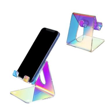 Imagem de Suporte de telefone transparente para mesa | Suporte de telefone de plástico iridescente transparente e suportes de celular de acrílico para telefones celulares | Suporte acrílico para iPad