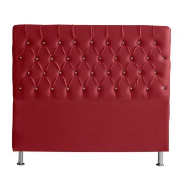 Imagem de Cabeceira De Cama Box Bella Casal 140 Cm Suede Botão Cristal Vermelho Eli Móveis E Decoração