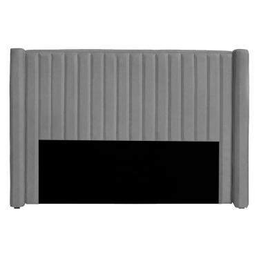 Imagem de Cabeceira Casal Queen Size Estofada Para Cama Box Alicia Veludo Cor Cinza Claro