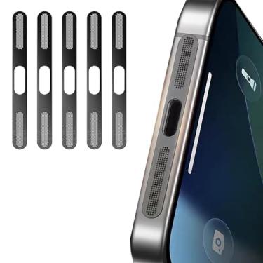 Imagem de Selfdefine Pacote com 5 capas de alto-falante de tela para telefone antipoeira com porta de plugue protetor de fone de ouvido apenas para iPhone 17 Pro Max - Preto