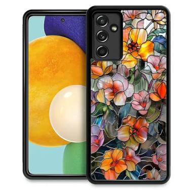 Imagem de CARLOCA Capa compatível com Samsung Galaxy A14 5G para meninas à prova de choque antiarranhões capa traseira de PC rígida estética padrão de moda flores coloridas mosaico 3D vintage