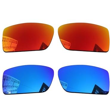 Imagem de Acefrog Lentes de reposição polarizadas de 1,5 mm para óculos de sol Oakley Gascan OO9014 60 mm, material atualizado, resistente a impactos - vermelho fogo e azul gelo polarizado - 1,5 mm