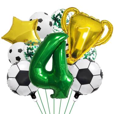 Imagem de Conjunto de balões com tema de futebol, 11 unidades | Balão número 4, troféu