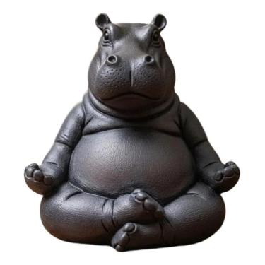 Imagem de Escultura de resina Hippo Yoga para decoração de jardim 5cm 80g