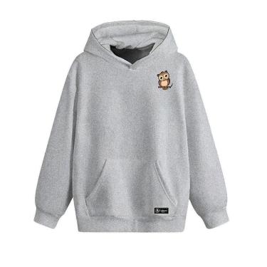 Imagem de Blusão Moletom Canguru Coruja Infantil Personalizado com Capuz e Bolso-Unissex
