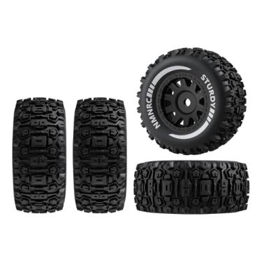 Imagem de NMNRC Pre-Glued Plastic Rim Wheels and Tires Compatible with Arrma 1/16 Mojave Grom 4X4 RTR Series Upgrades Part Black