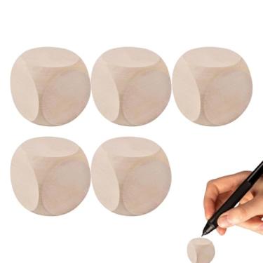 Imagem de Shakven Cubos de dados de em branco, dados em branco de - 5 peças de blocos quadrados inacabados | Dados de artesanato inacabados, suprimentos para festas de jogos de tabuleiro, dados de canto de 6