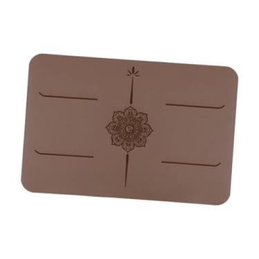 Imagem de simhoa Tapete de ioga pequeno, antiderrapante, para meditação, academia, com apoio para os joelhos, ideal para exercícios de flexão de joelhos, viagens e, CafÉ