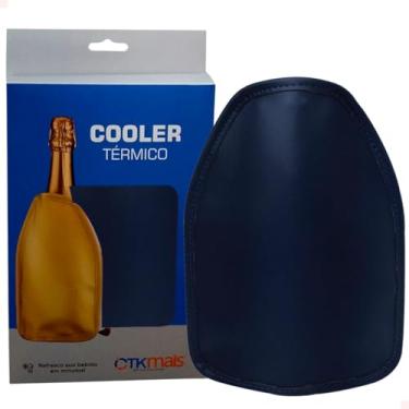 Imagem de Cooler Bolsa Térmica com Gel para Garrafa 750ml em Nylon Vinho Espumante Bebidas Cooler Sleeve CTK Mais (Azul Marinho)