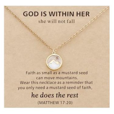 Imagem de HUTIMY Colar Faith para mulheres, ouro, adultos, presente de batismo, religioso, semente de mostarda