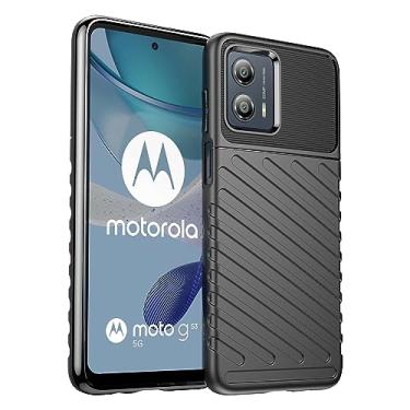 Imagem de IDEWEI Capa de celular para Moto G53 5G, fibra de carbono refinada, antiqueda, anti-impressões digitais. Capa de proteção total de 360° preta