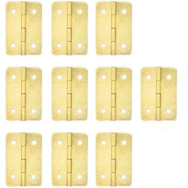 Imagem de Dobradiças de metal dobradiças de porta retrô dobradiça com parafusos dobradiças para móveis ferramentas de artesanato DIY (ouro 37 x 25 mm)