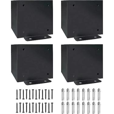 Imagem de Kit de suporte de base de aço 6 x 6 cm, cerca de madeira, pérgula, deck galvanizado, impermeável, fácil instalação, faça você mesmo, suporte externo completo