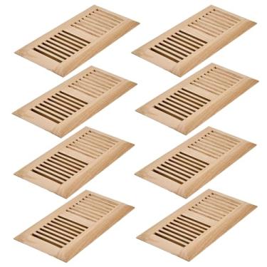 Imagem de Razo Pacote com 8 peças de registro de piso de madeira de carvalho vermelho, capa de ventilação suspensa, sem amortecedor, 10 x 25 cm (abertura do duto), inacabado