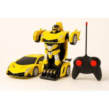 Imagem de Carro Robô Transformável de Controle Remoto, 3 Funções com Som, Escala 1:18, Plástico, Cores Vermelho/Laranja/Cinza/Amarelo, Transformação Automática, para Crianças 3+ (amarelo)