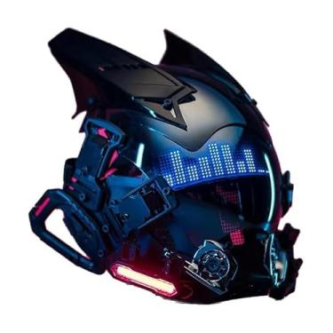 Imagem de Cyberpunk Gothic Mask Helmet for Adult,Techwear mask, Halloween Cosplay Costume Accessory with LED Lamp, Futuristic Helmet