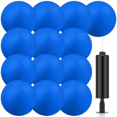 Imagem de Yunsailing Pacote com 12 bolas Dodgeballs Bulk Operation Christmas 15 cm, Kickball inflável de borracha com bomba para esportes ao ar livre, jogos de handebol, presentes de doação cristã (azul)