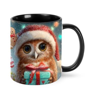 Imagem de Yrebyou Caneca de café de coruja 325 ml, xícara de chá de cerâmica para mulheres, homens, presentes de aniversário, Natal, escritório, casa, micro-ondas, engraçado