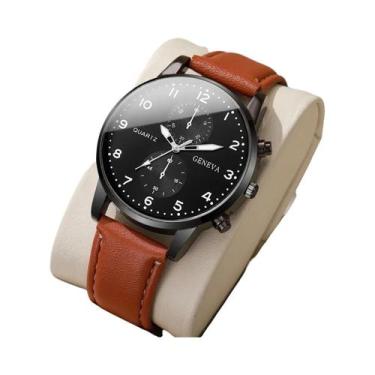 Imagem de Relógio De Pulso Masculino Casual Com Pulseira De Couro, Relógio Analó