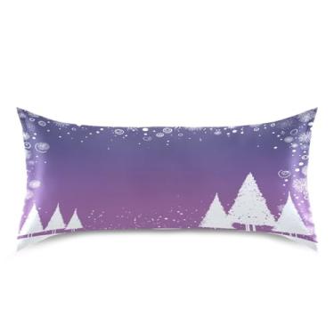 Imagem de ATTX Fronha de almofada branca para árvores de Natal com fecho de envelope para cabelo e pele, macia, respirável, suave, ambos os lados, capa de almofada de seda refrescante (King 50 x 101 cm, 1 peça