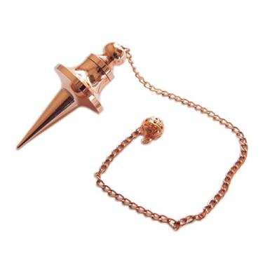 Imagem de Myhealingworld Pêndulo de disco aberto de metal de cobre de ponta cônica longa Pêndulo para imersão e adivinhação.