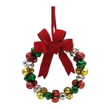 Imagem de IEUDNS Guirlanda de Natal com Sino e Laço - Presente Decorativo Pequeno para Parede, Interior, Casamento e Porta de Entrada, Style F