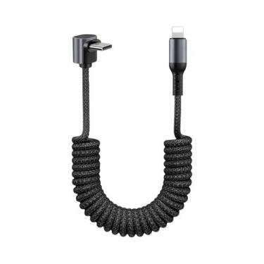 Imagem de Cabo USB C Para USB C Em Espiral De 90 Graus, Carregador Rápido Retrát