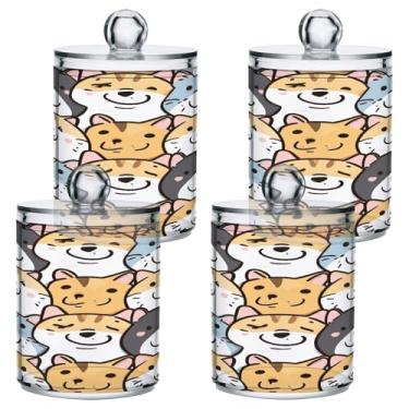 Imagem de ATTX Dispensador de suporte Qtip para bolas de algodão, cotonete, frasco de boticário transparente, decoração de casa, pote de armazenamento de cozinha, pacote com 4 (504)