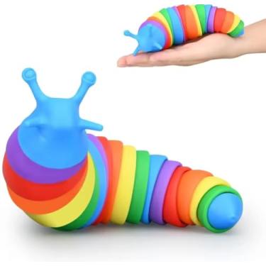 Imagem de Brinquedo Sensorial Pop It Fidget em Arco-Íris, Formato Espiral, Alívio de Estresse, Silicone Macio, Colorido