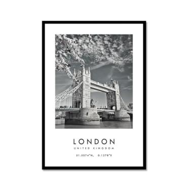 Imagem de Pôster de cidade preto e branco - impressão de viagem Roma Las Vegas Veneza Paris Sydney Amsterdam Amalfi Sanfrancisco Pintura em tela impressões de paisagem da cidade do mundo imagens de parede