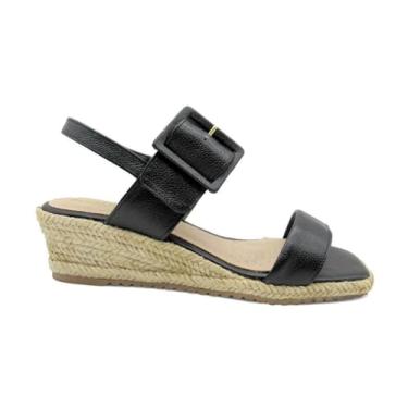 Imagem de Sandália Feminina de Couro Anabela Marlinês 4307 Preta