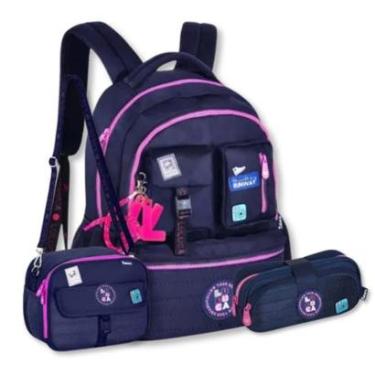 Imagem de Mochila Luluca com Lancheira e Estojo Bolsa Escolar Lançamento-Feminino