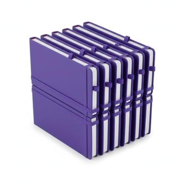 Imagem de Caderno de anotações com elástico no tamanho A6 suporte para caneta, capa dura em material sintético, miolo 80 folhas pautadas cor bege. Caderno A6 Capa em PU (14x9cm) (10, Roxo)