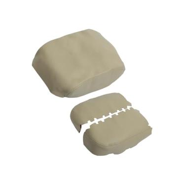 Imagem de ACROPIX 1 conjunto de capa de apoio de braço para console central capa de apoio de braço capa de substituição de almofada de microfibra de couro para Honda Pilot 2009-2015 bege peças de carro