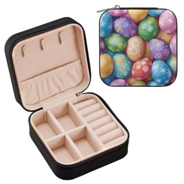 Imagem de YETTASBIN Caixa de joias de ovo de páscoa para adolescentes, meninas, mulheres, presente de aniversário, Natal, caixa de armazenamento portátil de couro PU, mini estojo de joias de viagem para colar